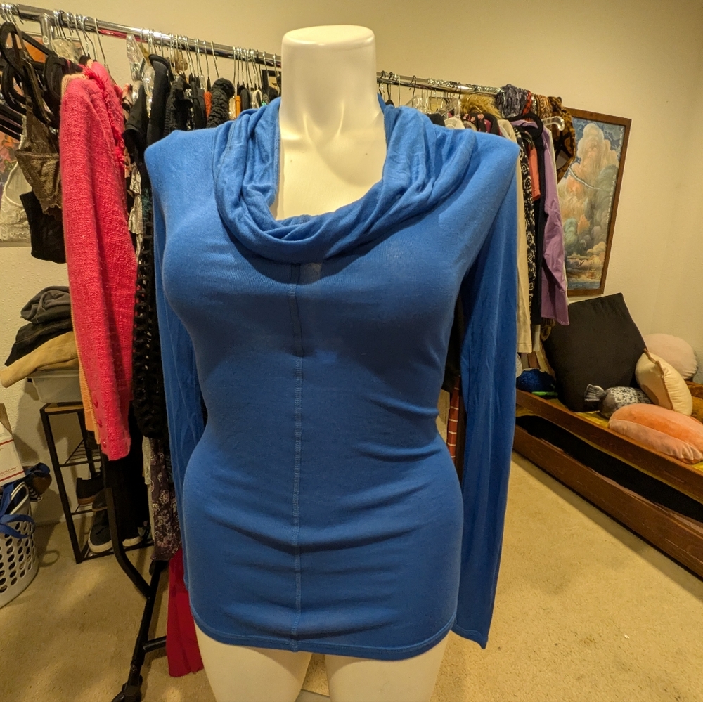 INC International Concepts Royal Blue Cowl Neck Sweater - M